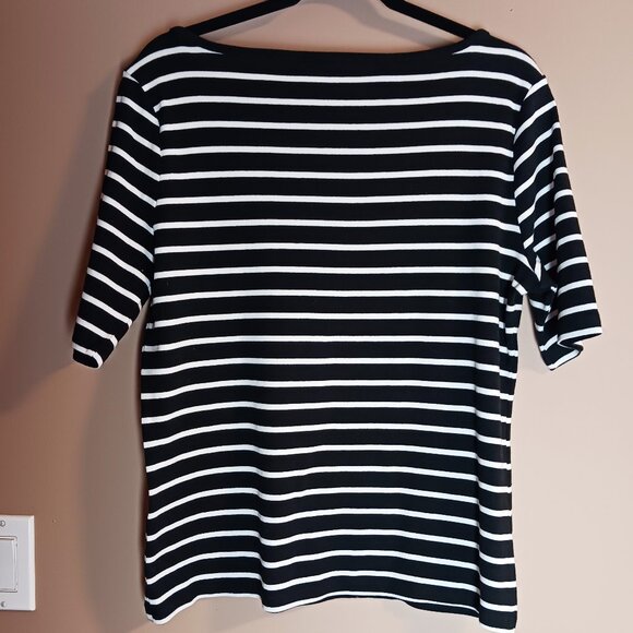 TOMMY HILFIGER Boat Scoop Neck Striped Cotton T shirt Sz M-L - Picture 6 of 6